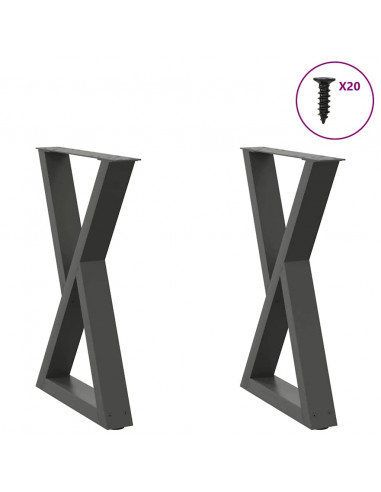 Gambe per Tavolo da Pranzo 2pz Antracite 50x(72-73,3)cm Acciaio
