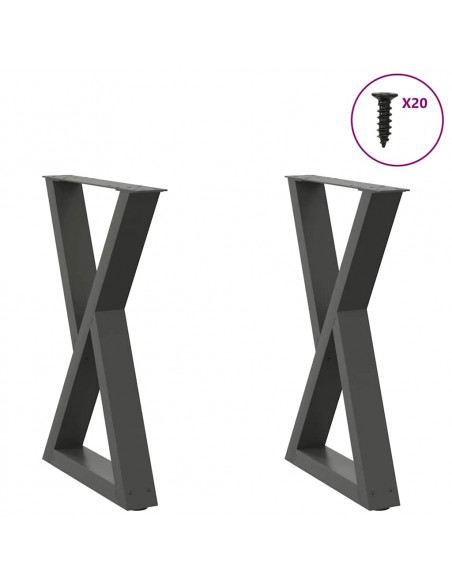 Gambe per Tavolo da Pranzo 2pz Antracite 50x(72-73,3)cm Acciaio