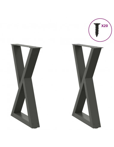 Gambe per Tavolo da Pranzo 2pz Antracite 60x(72-73,3)cm Acciaio
