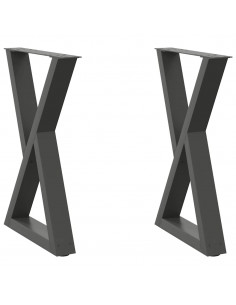 Gambe per Tavolo da Pranzo 2pz Antracite 60x(72-73,3)cm Acciaio 2