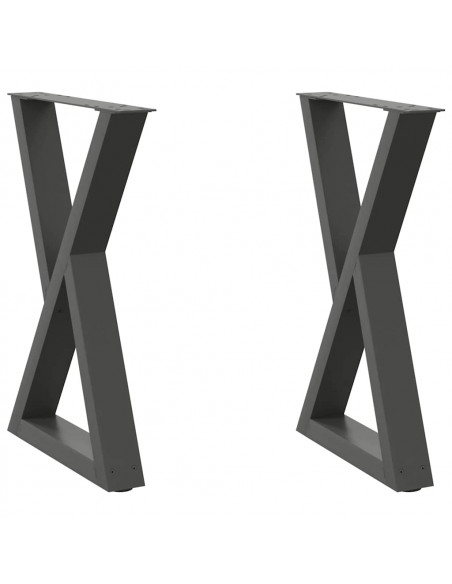 Gambe per Tavolo da Pranzo 2pz Antracite 60x(72-73,3)cm Acciaio