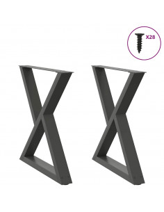 Gambe per Tavolo da Pranzo 2pz Antracite 70x(72-73,3)cm Acciaio