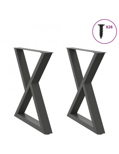 Gambe per Tavolo da Pranzo 2pz Antracite 70x(72-73,3)cm Acciaio
