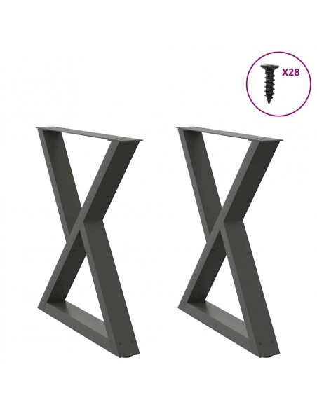 Gambe per Tavolo da Pranzo 2pz Antracite 70x(72-73,3)cm Acciaio
