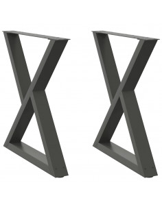 Gambe per Tavolo da Pranzo 2pz Antracite 70x(72-73,3)cm Acciaio 2