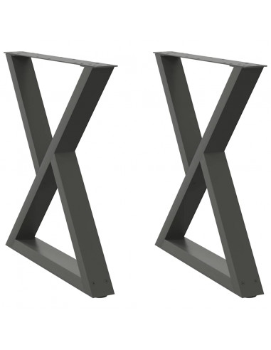 Gambe per Tavolo da Pranzo 2pz Antracite 70x(72-73,3)cm Acciaio