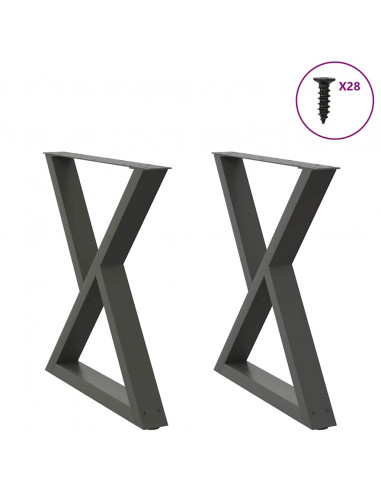 Gambe per Tavolo da Pranzo 2pz Antracite 80x(72-73,3)cm Acciaio