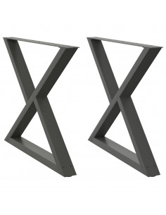 Gambe per tavolo da pranzo 2 pz Antracite 90x(72-73,3) cm Acciaio 2