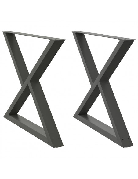 Gambe per Tavolo da Pranzo 2pz Antracite 90x(72-73,3)cm Acciaio