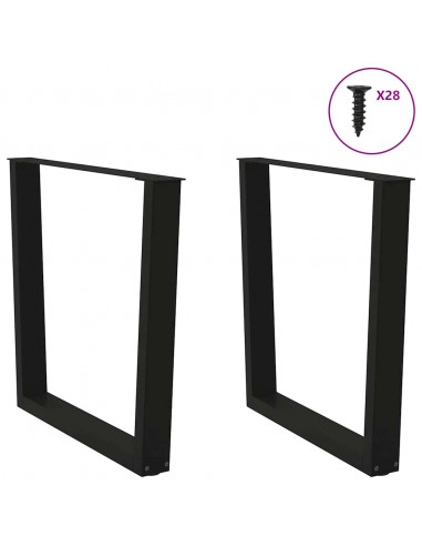 Gambe per Tavolo da Pranzo a V 2 pz Nero 80x(72-73,3)cm Acciaio
