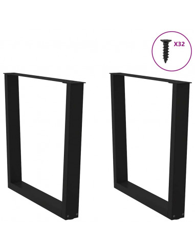 Gambe per Tavolo da Pranzo a V 2 pz Nero 90x(72-73,3)cm Acciaio