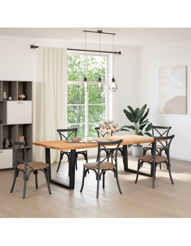 Gambe per Tavolo da Pranzo a V 2pz Nero 100x(72-73,3)cm Acciaio