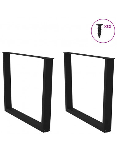 Gambe per Tavolo da Pranzo a V 2pz Nero 100x(72-73,3)cm Acciaio