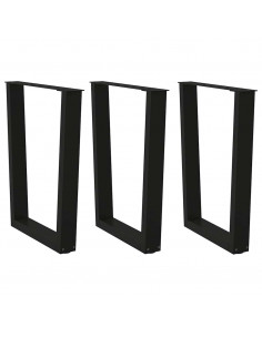 Gambe per Tavolo da Pranzo a V 3 pz Nero 70x(72-73,3)cm Acciaio