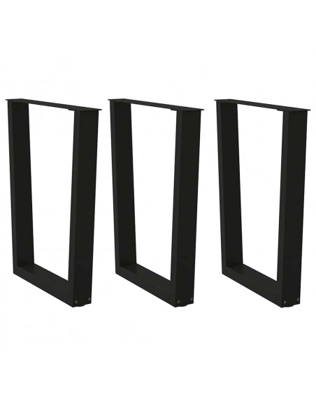 Gambe per Tavolo da Pranzo a V 3 pz Nero 70x(72-73,3)cm Acciaio