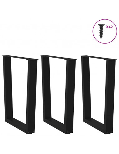 Gambe per Tavolo da Pranzo a V 3 pz Nero 70x(72-73,3)cm Acciaio