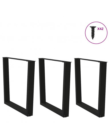 Gambe per Tavolo da Pranzo a V 3 pz Nero 80x(72-73,3)cm Acciaio