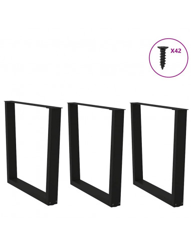 Gambe per Tavolo da Pranzo a V 3 pz Nero 90x(72-73,3)cm Acciaio