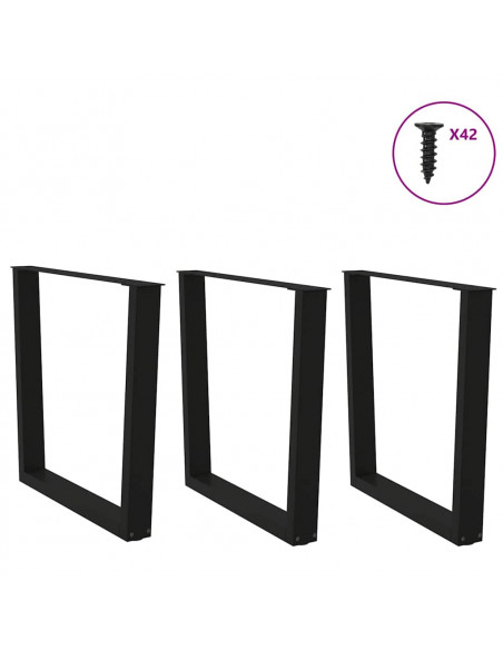 Gambe per Tavolo da Pranzo a V 3 pz Nero 90x(72-73,3)cm Acciaio