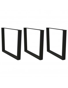 Gambe per Tavolo da Pranzo a V 3pz Nero 100x(72-73,3)cm Acciaio