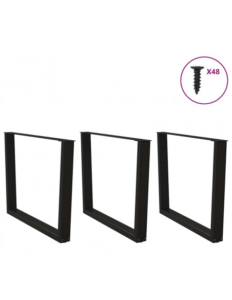 Gambe per Tavolo da Pranzo a V 3pz Nero 100x(72-73,3)cm Acciaio