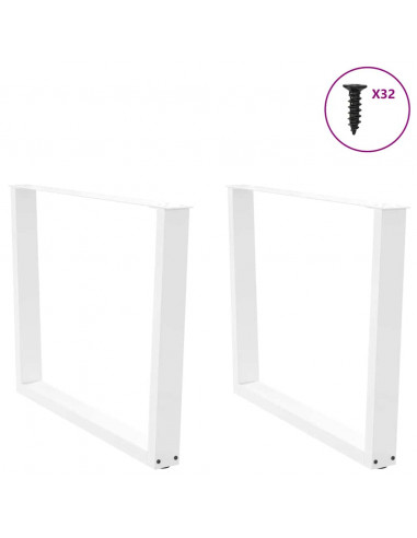 Gambe per Tavolo Pranzo a V 2 pz Bianco 100x(72-73,3)cm Acciaio