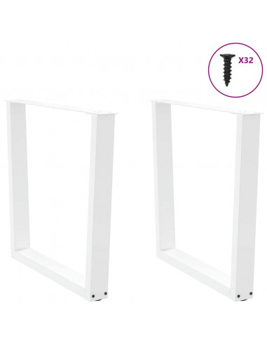 Gambe per Tavolo Pranzo a V 2 pz Bianco 90x(72-73,3)cm Acciaio