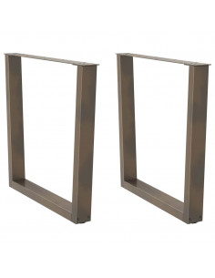 Gambe per Tavolo Pranzo a V 2pz Naturale 80x(72-73,3)cm Acciaio