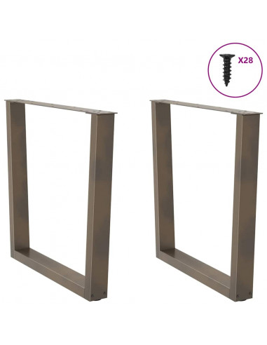 Gambe per Tavolo Pranzo a V 2pz Naturale 80x(72-73,3)cm Acciaio