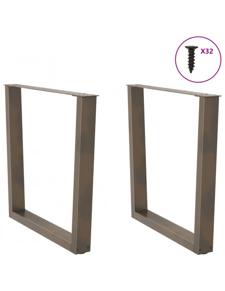 Gambe per Tavolo Pranzo a V 2pz Naturale 90x(72-73,3)cm Acciaio