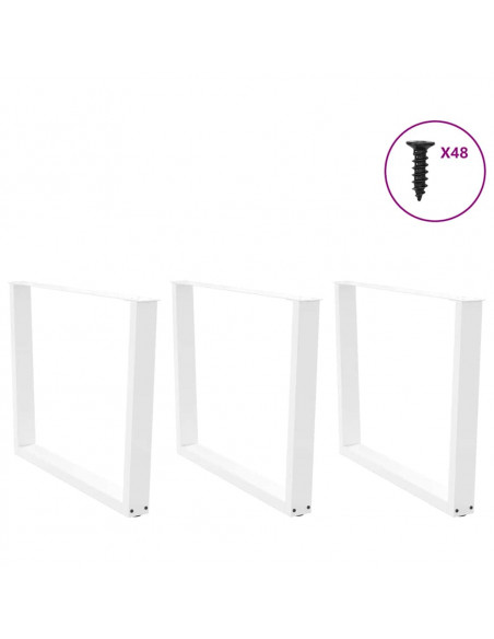 Gambe per Tavolo Pranzo a V 3 pz Bianco 100x(72-73,3)cm Acciaio