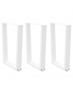 Gambe per Tavolo Pranzo a V 3 pz Bianco 70x(72-73,3)cm Acciaio