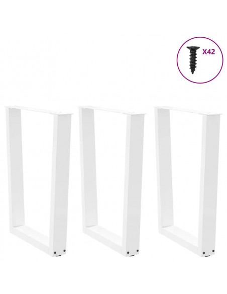 Gambe per Tavolo Pranzo a V 3 pz Bianco 70x(72-73,3)cm Acciaio