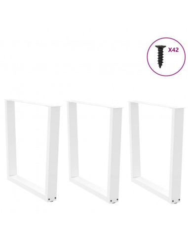 Gambe per Tavolo Pranzo a V 3 pz Bianco 80x(72-73,3)cm Acciaio