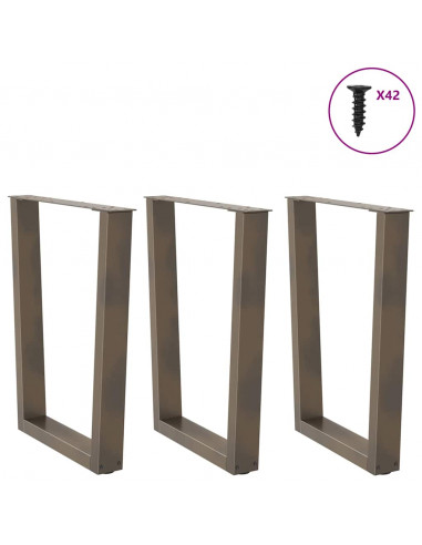 Gambe per Tavolo Pranzo a V 3pz Naturale 70x(72-73,3)cm Acciaio