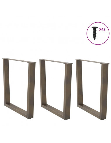 Gambe per Tavolo Pranzo a V 3pz Naturale 80x(72-73,3)cm Acciaio