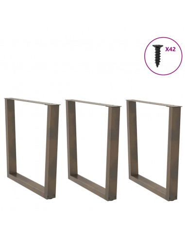 Gambe per Tavolo Pranzo a V 3pz Naturale 90x(72-73,3)cm Acciaio