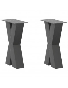 Gambe Tavolino Caffè a X 2 pz Antracite 28x(42-43) cm Acciaio