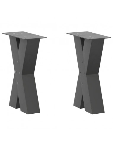 Gambe Tavolino Caffè a X 2 pz Antracite 28x(42-43) cm Acciaio