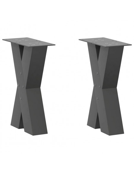 Gambe Tavolino Caffè a X 2 pz Antracite 28x(42-43) cm Acciaio