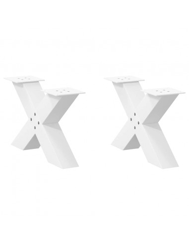 Gambe Tavolino da Caffè a X 2 pz Bianco 50x(30-31)cm in Acciaio