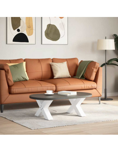 Gambe Tavolino da Caffè a X 2 pz Bianco 50x(30-31)cm in Acciaio