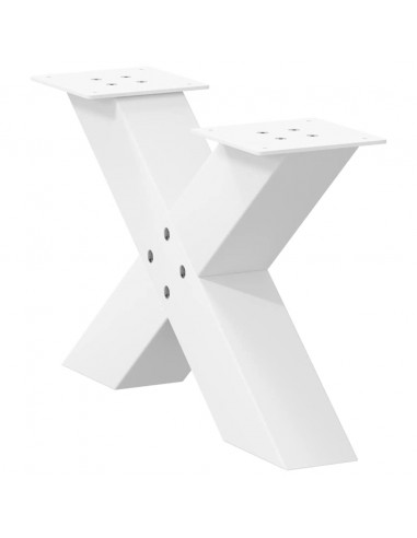 Gambe Tavolino da Caffè a X 2 pz Bianco 50x(30-31)cm in Acciaio
