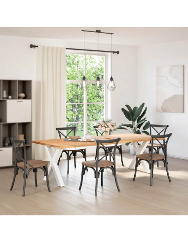 Gambe per tavolo da pranzo a forma di X 2 pz bianche 70x(72-73) cm in acciaio