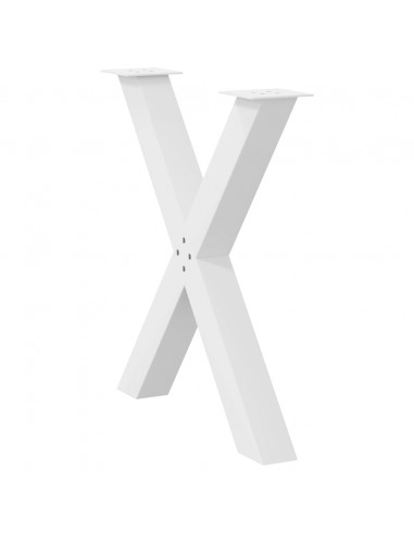 Gambe per tavolo da pranzo a forma di X 2 pz bianche 70x(72-73) cm in acciaio