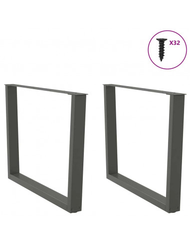 Gambe Tavolo Pranzo a V 2 pz Antracite 100x(72-73,3)cm Acciaio