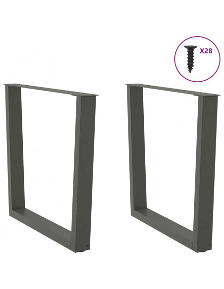 Gambe Tavolo Pranzo a V 2 pz Antracite 80x(72-73,3)cm Acciaio