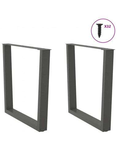 Gambe Tavolo Pranzo a V 2 pz Antracite 90x(72-73,3)cm Acciaio