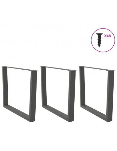 Gambe Tavolo Pranzo a V 3 pz Antracite 100x(72-73,3)cm Acciaio