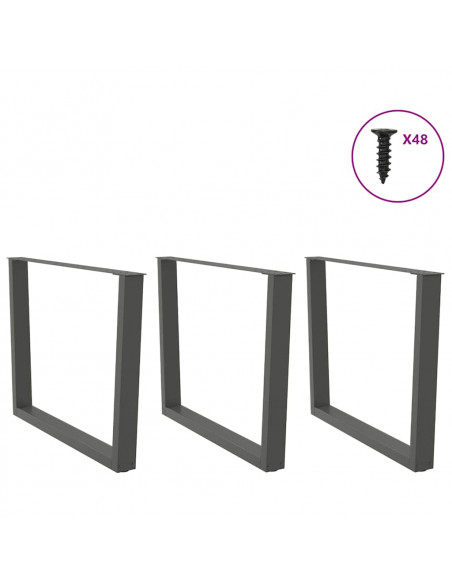 Gambe Tavolo Pranzo a V 3 pz Antracite 100x(72-73,3)cm Acciaio